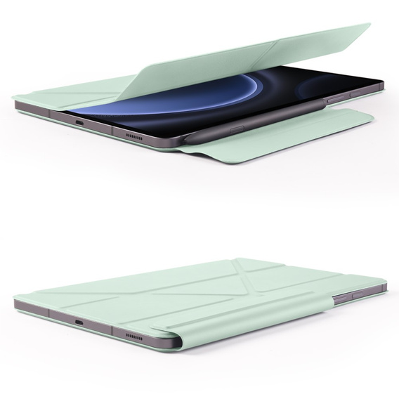 Magnetyczne etui origami do Samsung Galaxy Tab S10 Lite / S10 FE / S9 FE / S9 – jasnozielone
