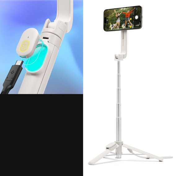 Spigen S571W MagSafe Bluetooth Kijek Selfie Stick Tripod, beżowe