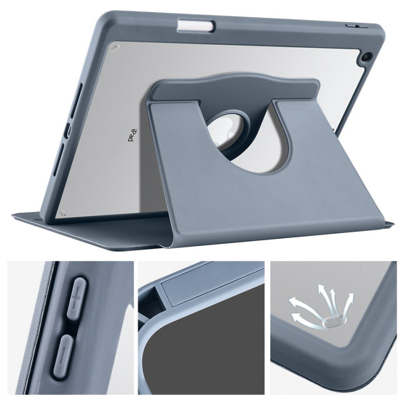 Etui do iPad 10.2" 2021/2020/2019 (9/8/7 gen.), z miejscem na rysik, Obrotowe 360°, Fioletowe