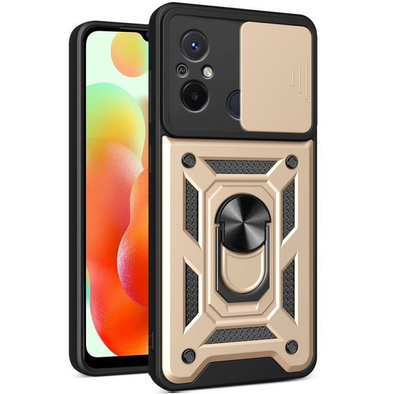 Etui pancerne do Xiaomi Redmi 12C, CamShield Slide, złote