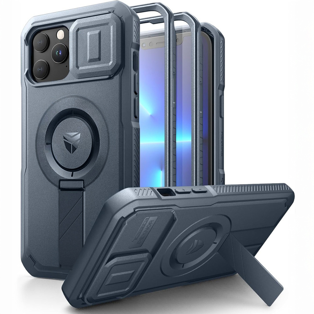 Etui Dexnor CamProtect niebieskie do iPhone 13 Pro Max – ochrona aparatu i MagSafe