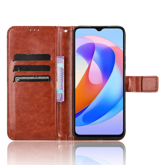 Etui z klapką do Honor Magic 6 Lite 5G, Crazy Horse Wallet, brązowe