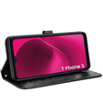 Etui z klapką do T Phone 3 5G, Wallet Rhombus, czarne