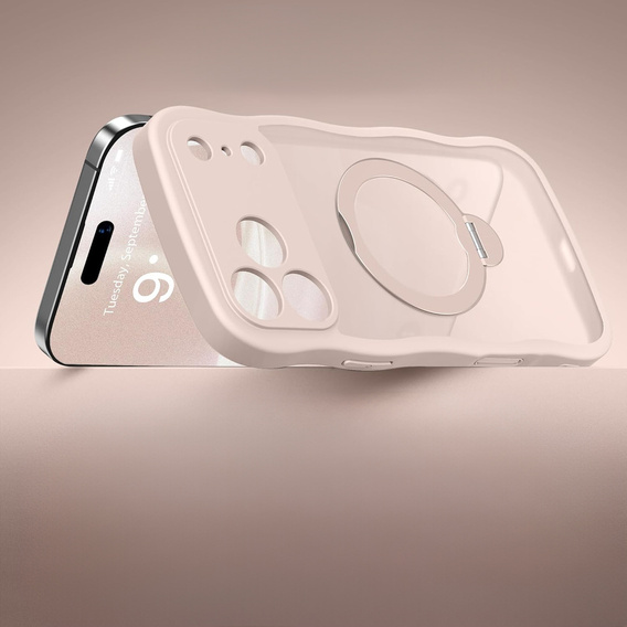 Etui do iPhone 17 Pro, Spin MagSafe Stand Wave Edge, Rose Gold