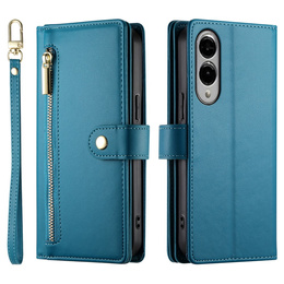 Etui z klapką do Samsung Galaxy S25 Edge, Wallet Zipper Pocket, niebieskie