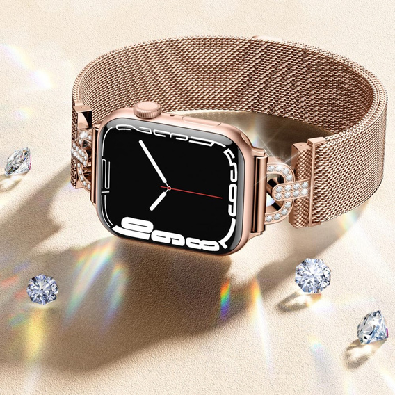 Bransoleta do Apple Watch 1/2/3/4/5/6/7/8/9/10/11/SE Ultra 1/2/3 42/44/45/46/49mm, Różowa rose gold