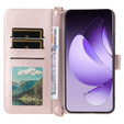 Etui z klapką do Oppo Reno 13 Pro 5G, Crossbody Leather Wallet, różowe