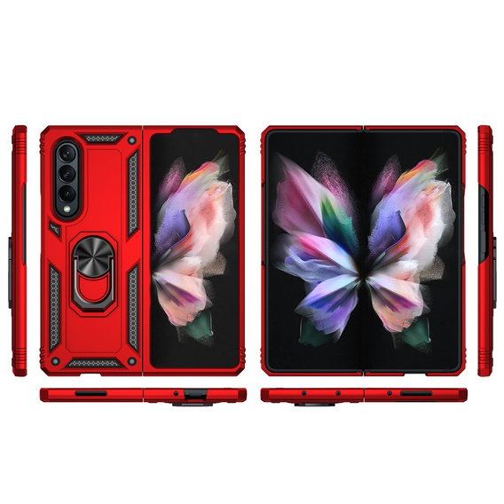 Etui pancerne do Samsung Galaxy Z Fold3 5G, Nox Case Ring, czerwone