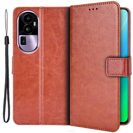 Etui z klapką do Oppo Reno 10 / 10 Pro, Crazy Horse Wallet, brązowe