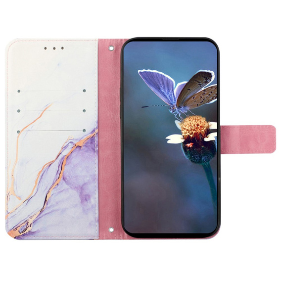 Etui z klapką do Xiaomi Redmi Note 13 Pro 4G / Xiaomi Redmi Note 14S / Xiaomi Poco M6 Pro 4G, Wallet, Marble fioletowe
