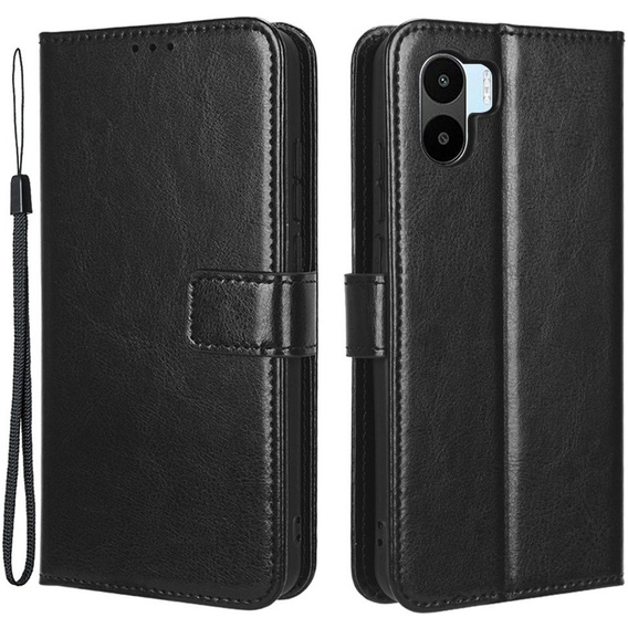 Etui z klapką do Xiaomi Redmi A1 4G / A2 4G, Crazy Horse Wallet, czarne