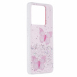 Etui do Xiaomi 13T / 13T Pro, Glitter Butterfly, różowe