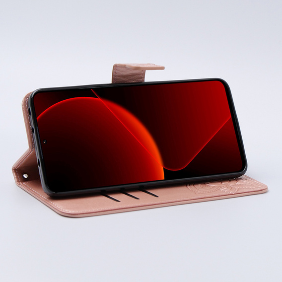 Etui z klapką do Xiaomi 13T / 13T Pro, Butterfly, różowe rose gold