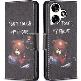 Etui z klapką do Infinix Hot 30, Wallet, Don't Touch My Phone czarne