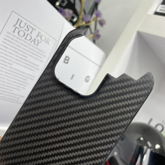Etui do iPhone 15 Pro Max, karbonowe Carbon Fiber, matowe czarne