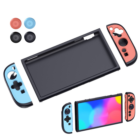 StarTRC Games – Etui ochronne do Nintendo Switch 2 + Kolorowe uchwyty do Joy-Conów