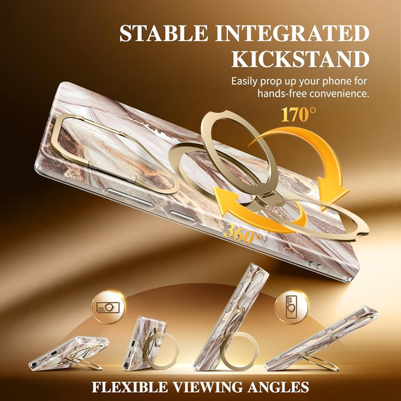 Etui GVIEWIN do Samsung Galaxy S25 Ultra, MagSafe Stand, Topaz/Gold