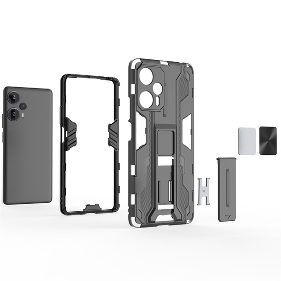 Etui do Xiaomi Poco F5, Military kickstand, czarne