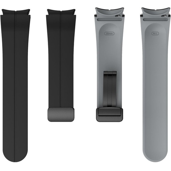 Pasek Silikonowy do Samsung Galaxy Watch 4/5/6/7/FE 40/42/43/44/45/46/47mm, Czarny / Szary