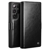 Etui z klapką do Samsung Galaxy S25 Ultra, QIALINO Leather Wallet, czarne