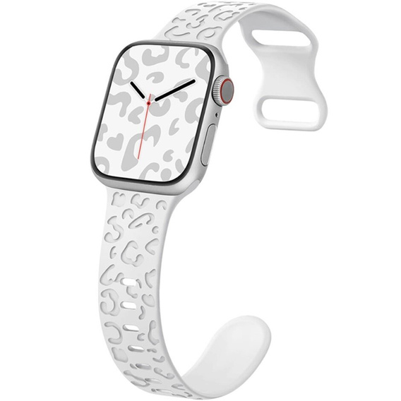 Pasek Silikonowy do Apple Watch 1/2/3/4/5/6/7/8/9/10/SE/Ultra/Ultra 2 42/44/45/49MM, Leopard, Biały