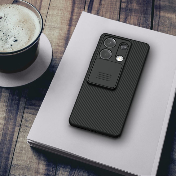 Etui do Xiaomi Redmi Note 13 5G, pancerne Nillkin, CamShield Pro, czarne + 2x Szkło hartowane 