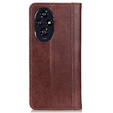 Etui portfelowe ze skóry Split Leather do Honor 200 Pro 5G – brązowe, z podstawką i kieszonkami