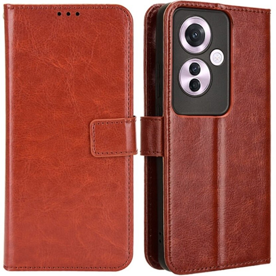 Etui z klapką do Oppo Reno 11F 5G, Crazy Horse Wallet, brązowe