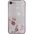 Etui do iPhone SE 2022 / SE 2020 / 8 / 7, Glitter Flower, fioletowe