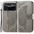 Etui z klapką do Xiaomi Poco X4 Pro 5G, Butterfly, szare