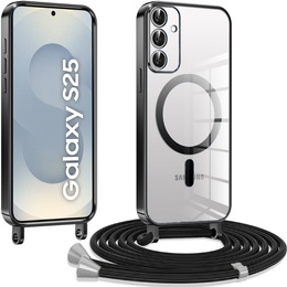 Etui do Samsung Galaxy S25, Electro MagSafe, czarne + Smycz