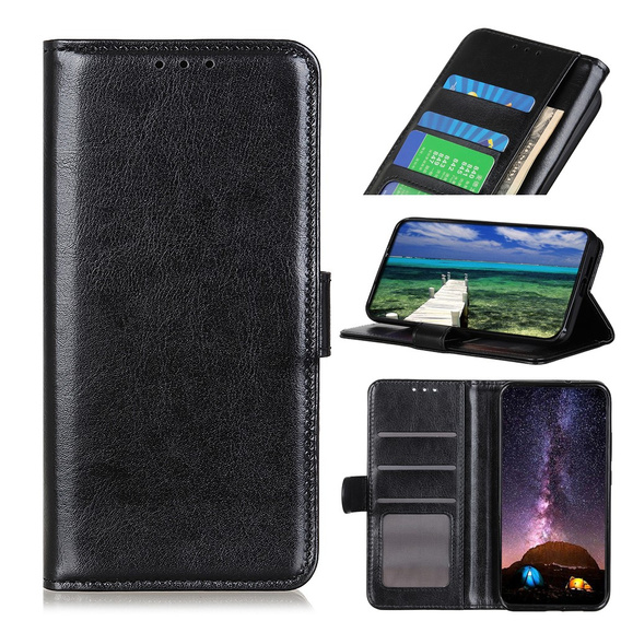 Etui z klapką do Xiaomi 11T / 11T Pro, Crazy Horse Wallet, czarne