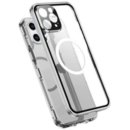 Etui Magnetic Dual Glass MagSafe do iPhone 14 Pro, srebrne