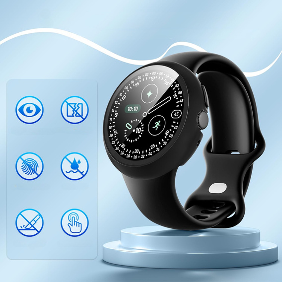 2w1 Etui + Szkło Hartowane do Google Pixel Watch 4 45mm, Czarne