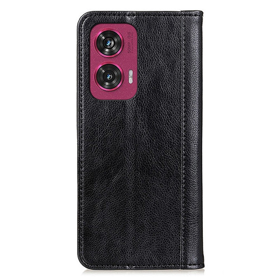 Etui z klapką do Motorola Edge 50 Fusion 5G, Split Leather, czarne