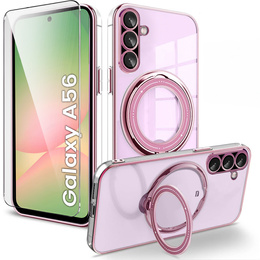Etui Magnetyczne do Samsung Galaxy A56 5G, do MagSafe, różowe + Szkło 9H
