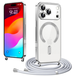 Etui do iPhone 17 Pro Max, Electro MagSafe, srebrne + Smycz
