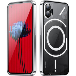 Etui z ochroną aparatu do Nothing phone 1 5G, CamShield MagSafe, przezroczyste / srebrne