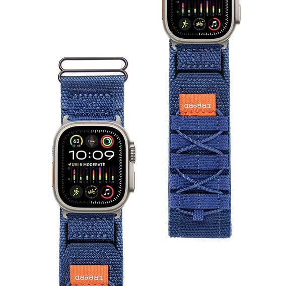 Pasek Nylonowy ERBORD Runner do Apple Watch 1/2/3/4/5/6/7/8/9/10/11/SE Ultra 1/2/3 42/44/45/46/49mm, Niebieski