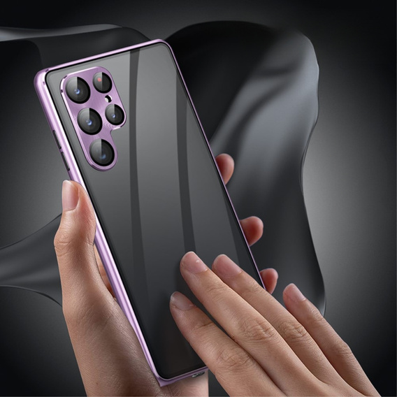 Etui do Samsung Galaxy S22 Ultra, Magnetic Dual Glass, fioletowe
