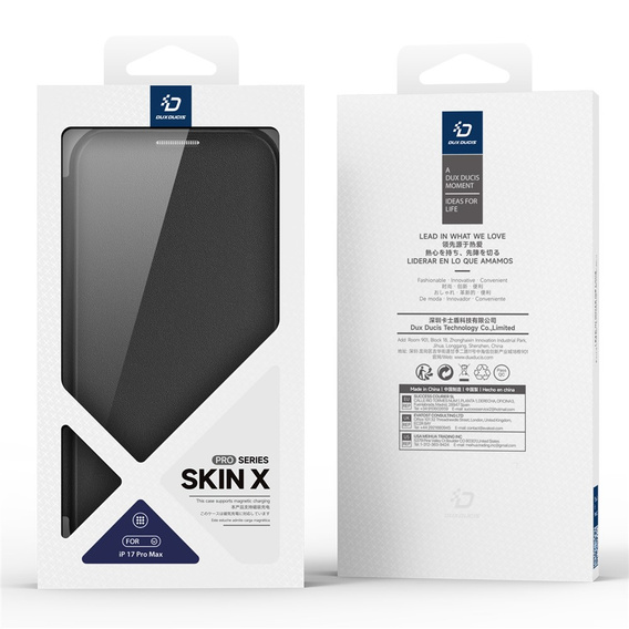 Etui z klapką Dux Ducis do iPhone 17 Pro Max, Skin X Pro, do MagSafe, czarne