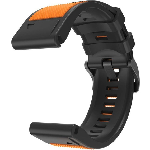 Pasek Silikonowy Quickfit 22mm do Garmin, Pomarańczowy / Czarny