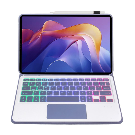 Etui z klawiaturą Bluetooth i touchpadem do Xiaomi Redmi Pad 2 – fioletowe