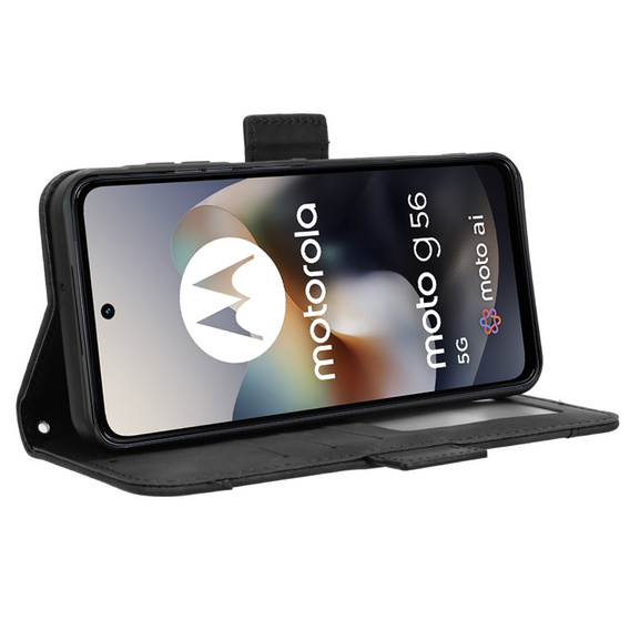 Etui z klapką do Motorola Moto G56 5G, Card Slot, czarne