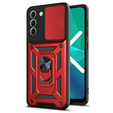 Etui pancerne do Samsung Galaxy S22 Plus, CamShield Slide, czerwone