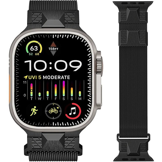 Bransoleta do Apple Watch 1/2/3/4/5/6/7/8/9/10/11/SE Ultra 1/2/3 42/44/45/46/49mm, Czarna