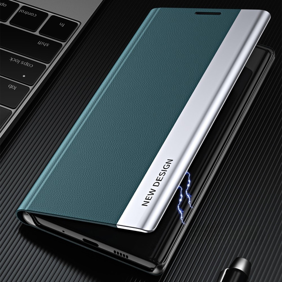 Etui z klapką do Samsung Galaxy S24 FE, Side Magnetic, zielone