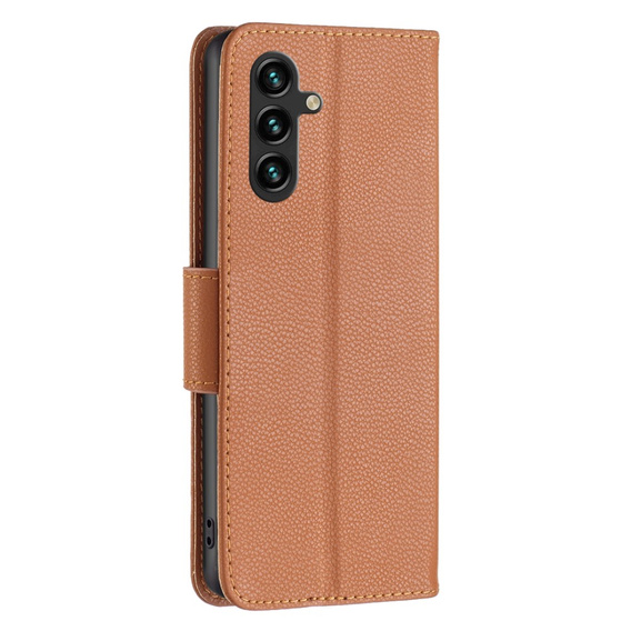 Etui z klapką do Samsung Galaxy A55 5G, Wallet Litchi Leather, brązowe