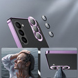 Etui z ochroną aparatu do Samsung Galaxy S23, CamShield MagSafe, przezroczyste / fioletowe