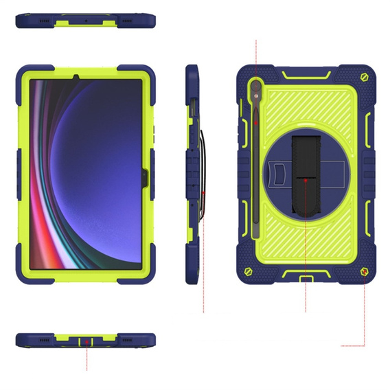 Etui do Samsung Galaxy Tab S9, Pancerne Ochronne, Niebieskie / Żółte